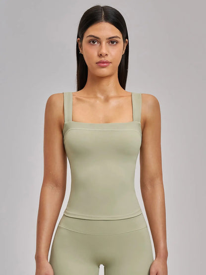 High Elasticity Square Neck Yoga Tank Top with Chest Padding, Outdoor Fitness Sports Bra for Women - image 2