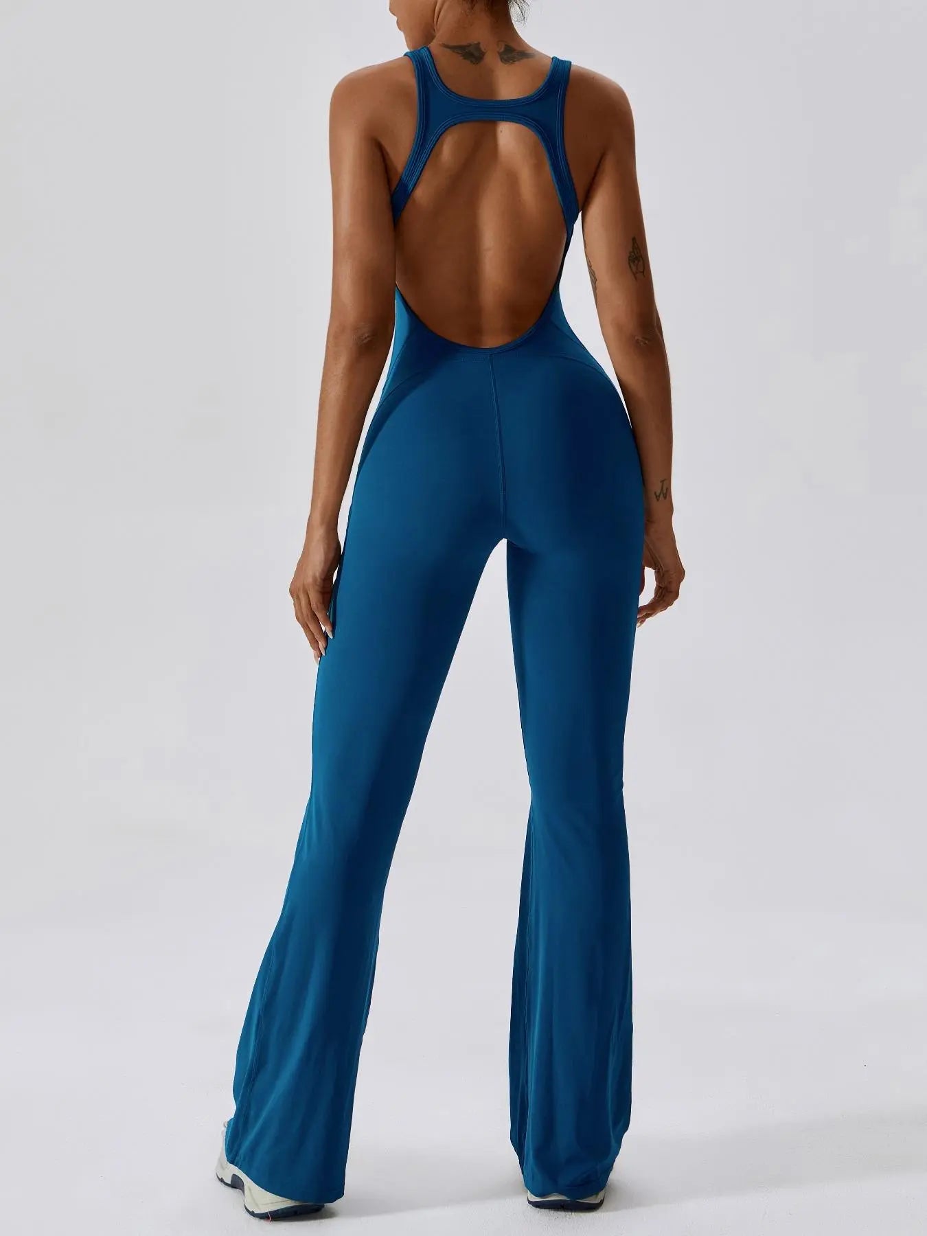 Women's Solid Cut Out Backless Sports Tummy Control Jumpsuit, Quick Drying U Neck Sleeveless Jumpsuit… - image 9