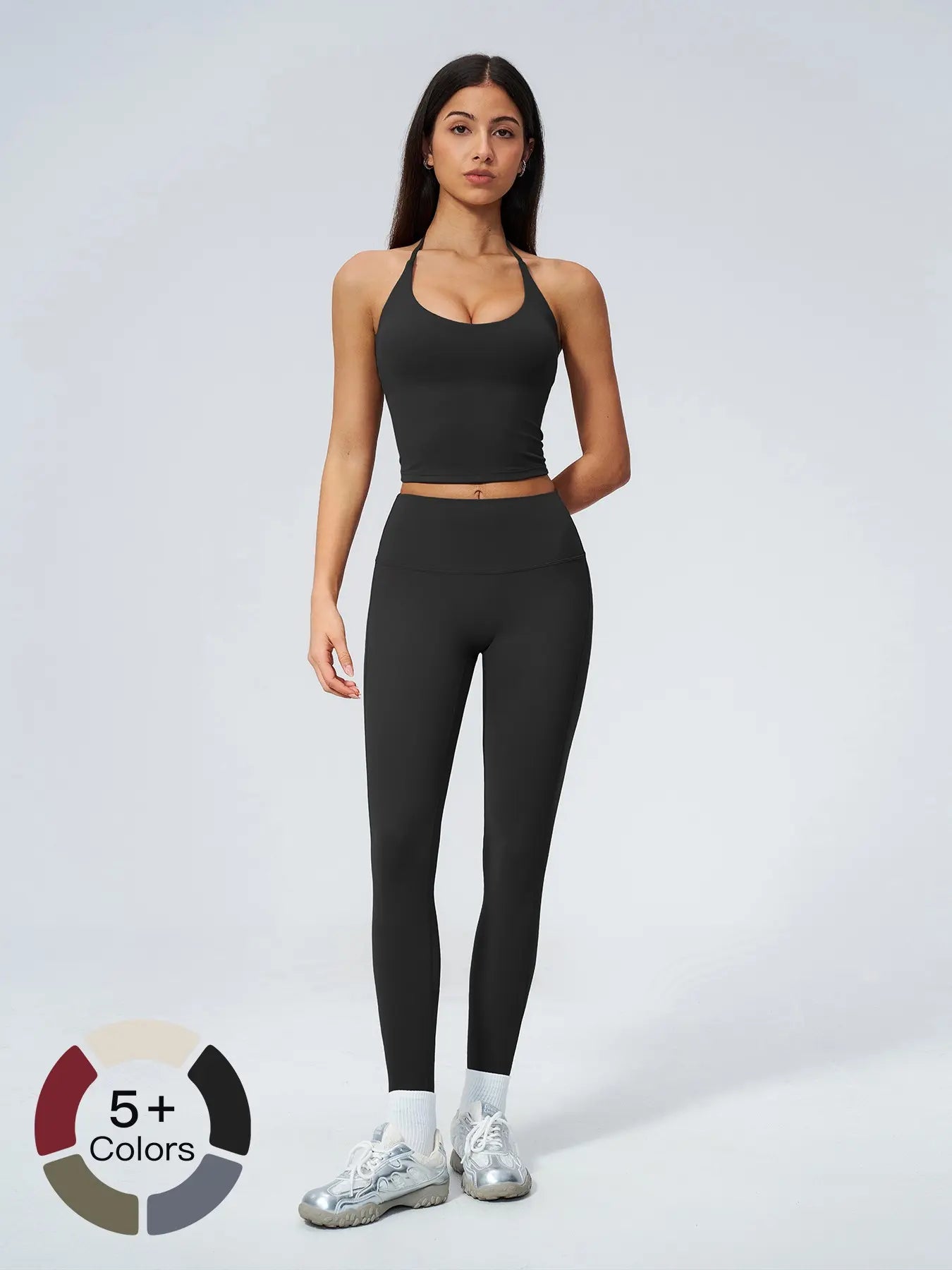 V-Neck Halter Sports Set, High Waist Butt Lifting - image 4
