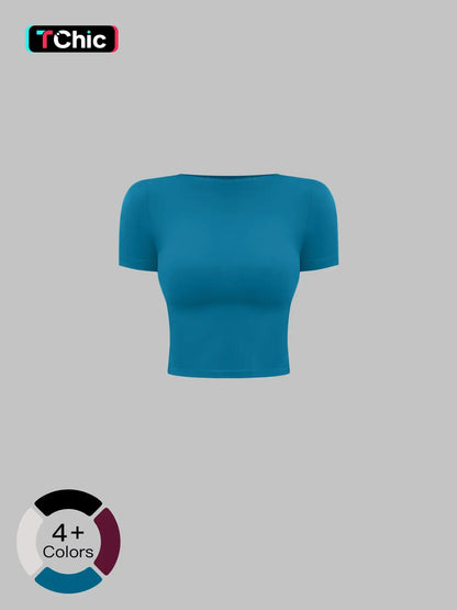 Creamy Soft Fleece Yoga for Women, Slim Fit Short Sleeve Top