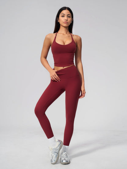 V-Neck Halter Sports Set, High Waist Butt Lifting - image 15