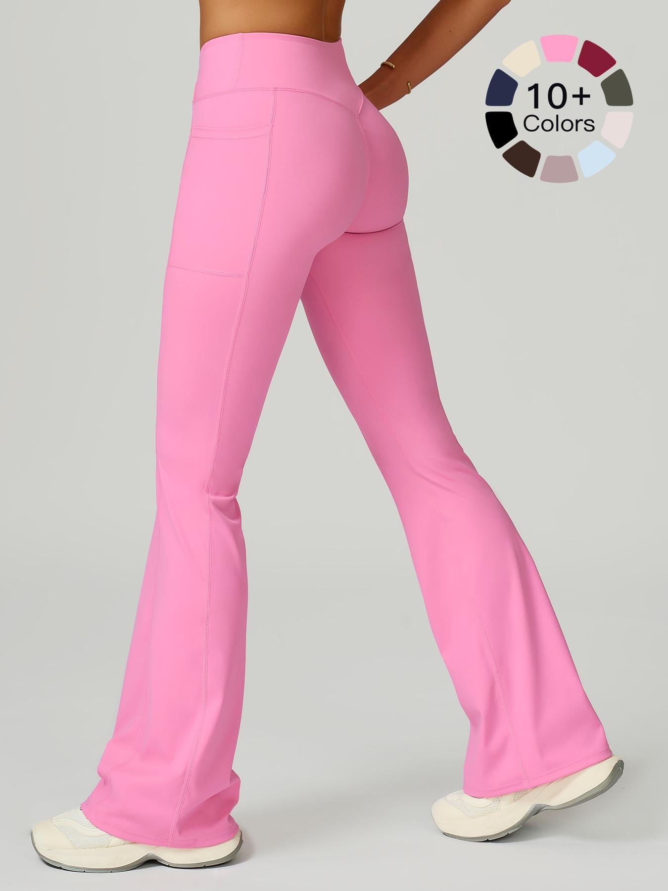High Waist Naked Feeling Flare Pants Women, Cross Waist Wide Leg Micro Flared Outdoor Casual Sports Pants - image 20