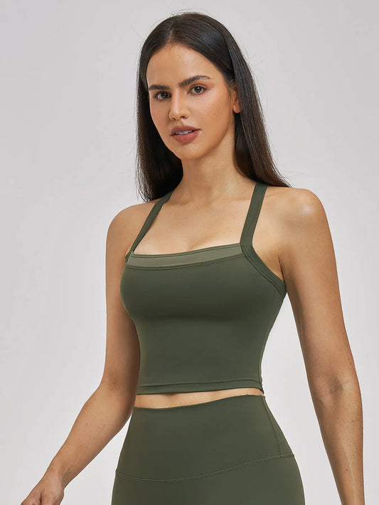 Cross Color Yoga Tank Top, Fake Two-Piece Design - image 7