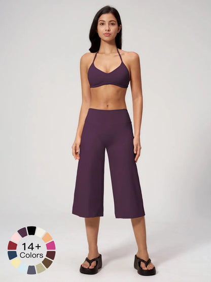 Women's Yoga Set, High-End Shock Absorption Sport Bra & Quick-Dry High-Waist Capri Pants - image 8