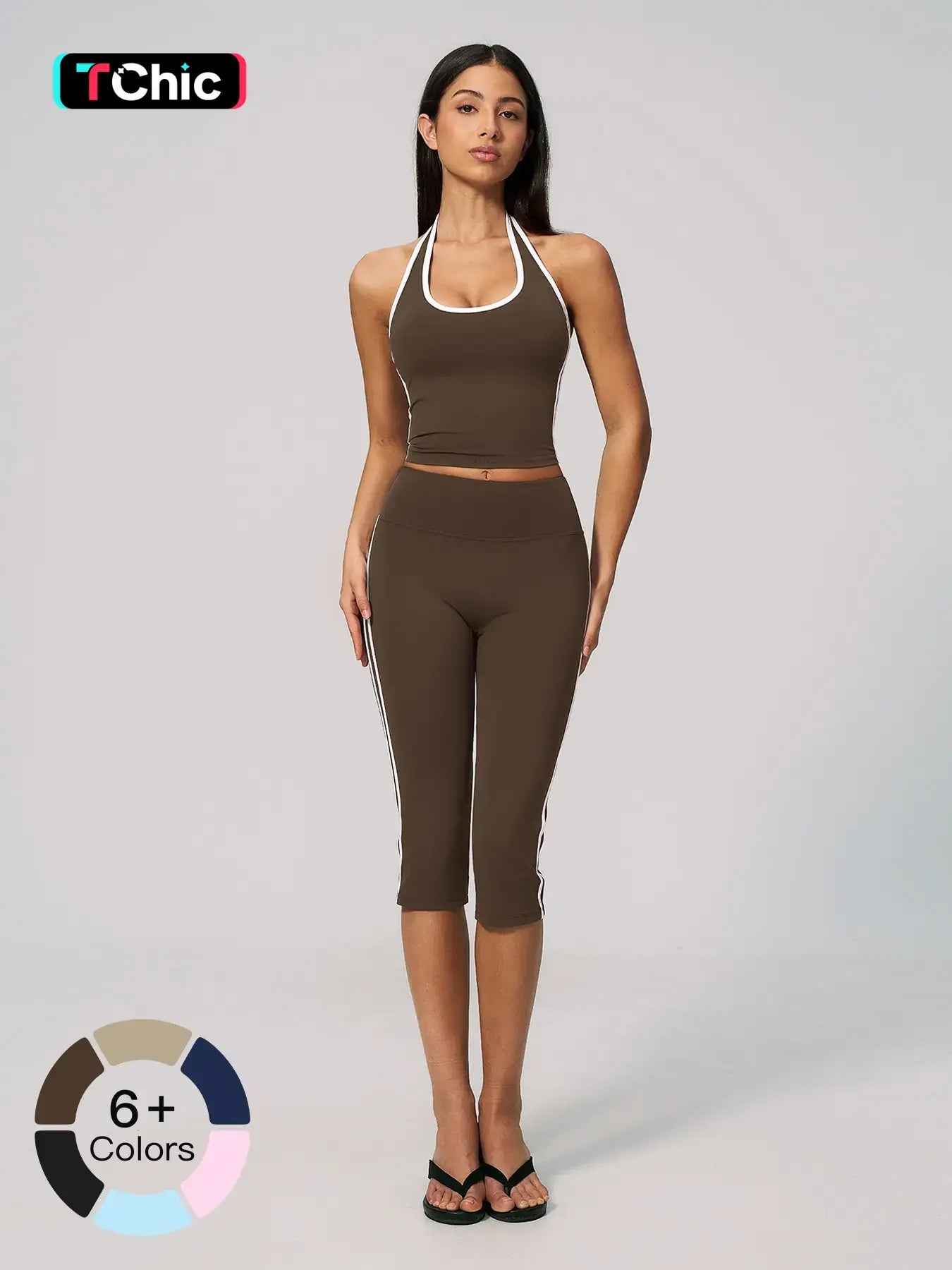 Women's High-End Fitness Set, Halter Neck with Bra Padding