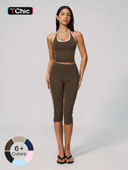 Women's High-End Fitness Set, Halter Neck with Bra Padding