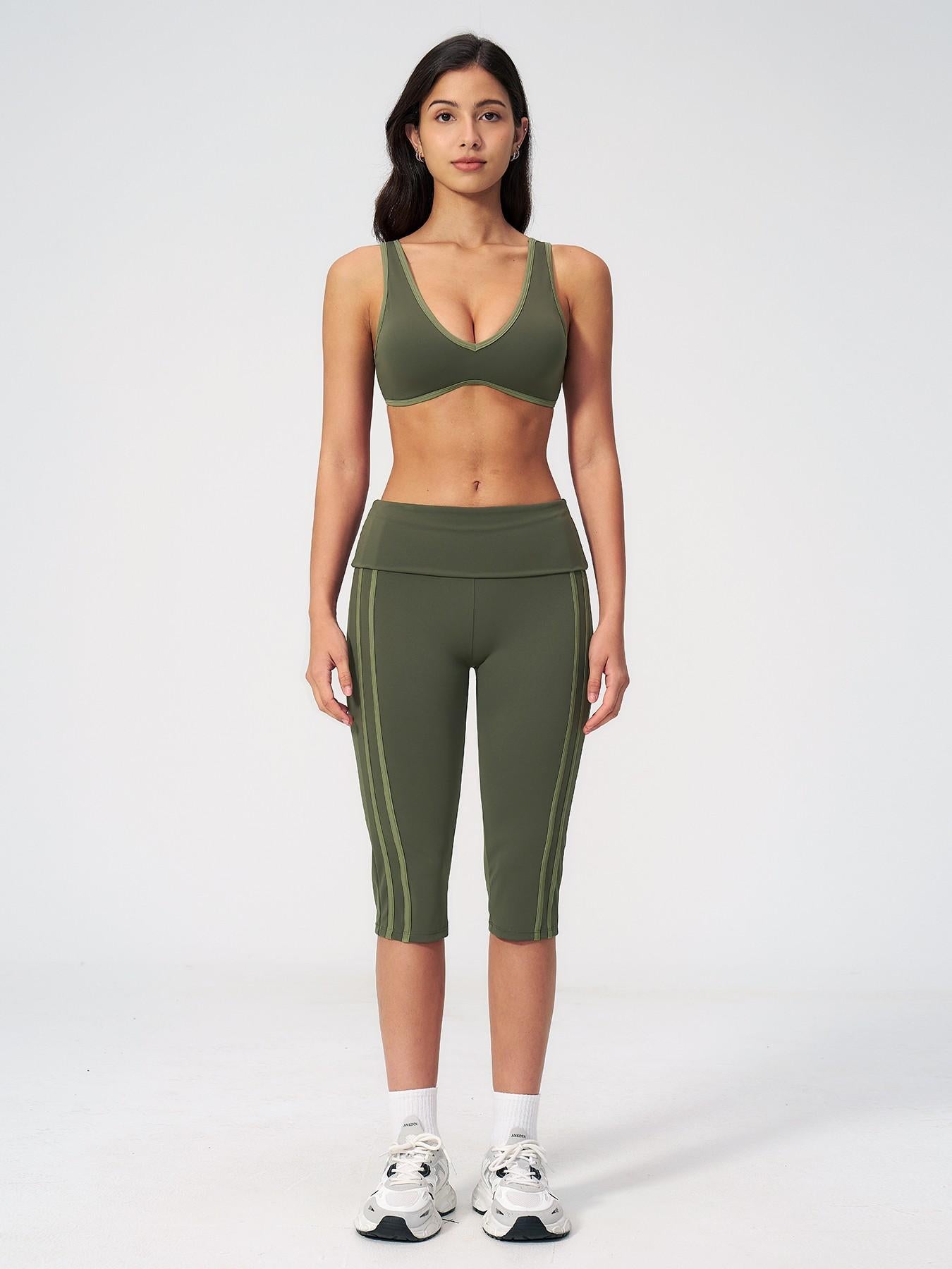 High Elastic Tight Yoga Set for Women, Flip Waist Fitness Bare Feel Sports Running Yoga - image 15