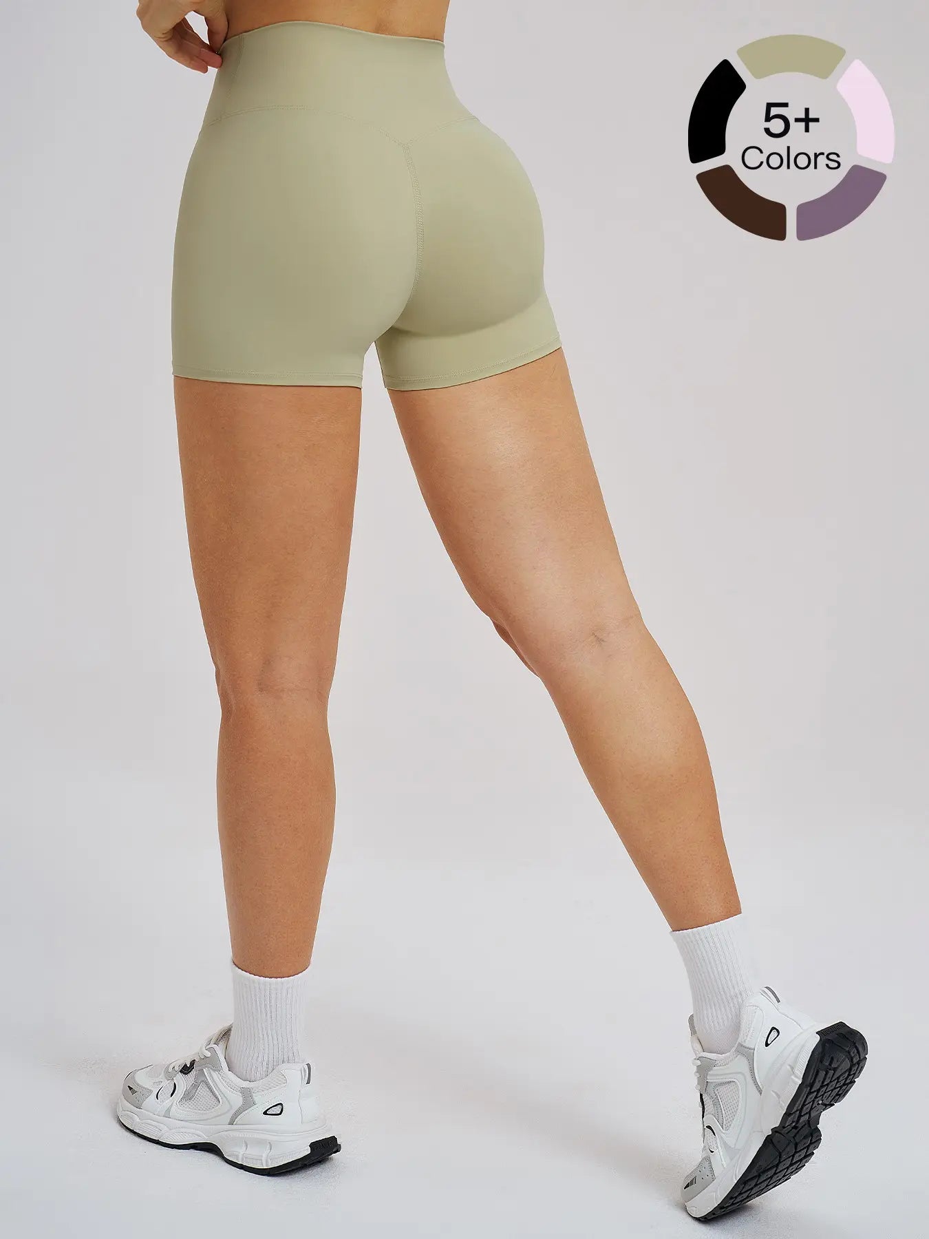 Cross Waist Yoga Shorts, Tight Fit Fleece Fitness Short Pants