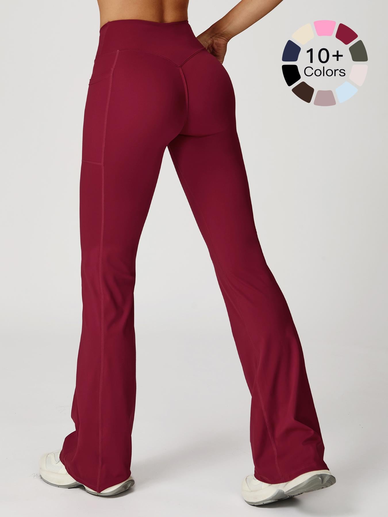 High Waist Naked Feeling Flare Pants Women, Cross Waist Wide Leg Micro Flared Outdoor Casual Sports Pants - image 23