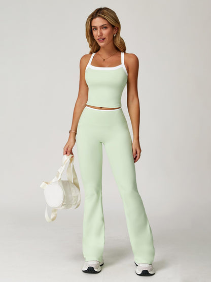 Women's Colorblock Sports Set, Sports Bra & Flare Leg Pants - image 22
