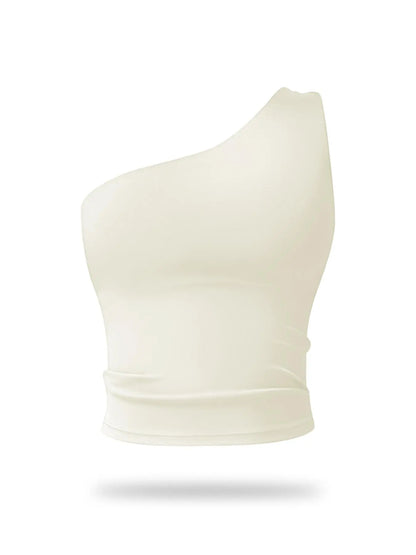 Women's Solid Color One Shoulder Sports Bra, High Stretch Comfortable Breathable Quick Drying Yoga Bra - image 7