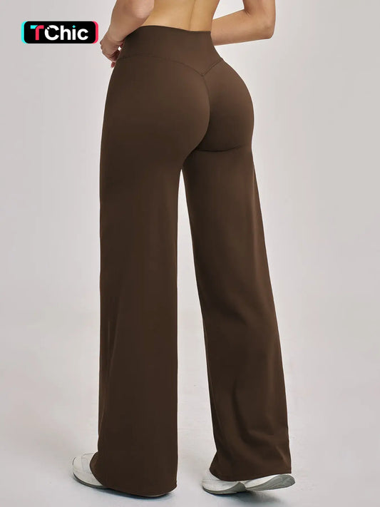 High Waist Flare Leg Yoga Pants, Casual Dance Workout Trousers