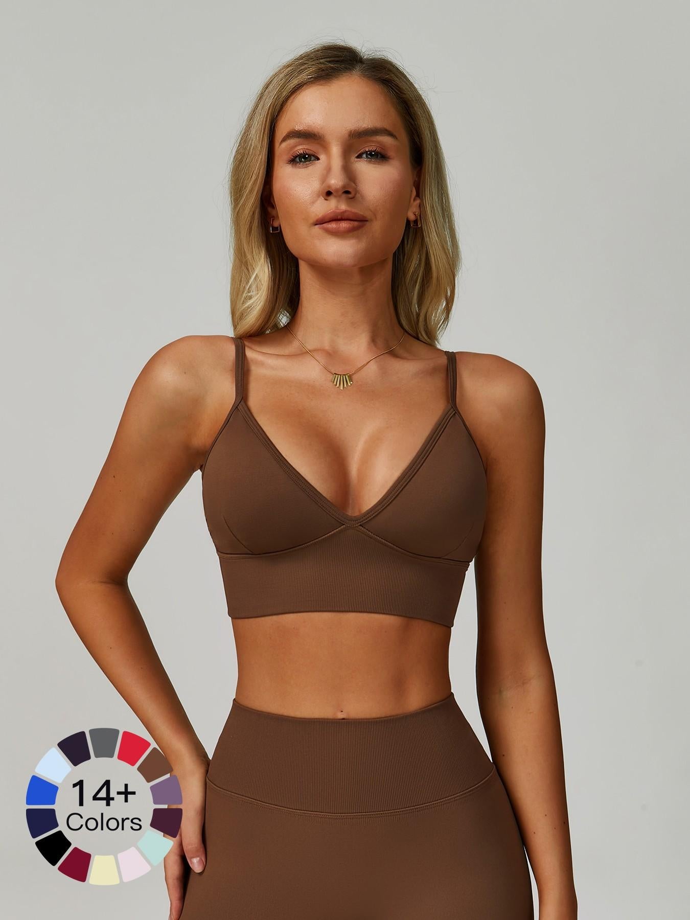 Seamless Yoga Bra with Shoulder Straps, Quick-Dry Sports Top - image 24