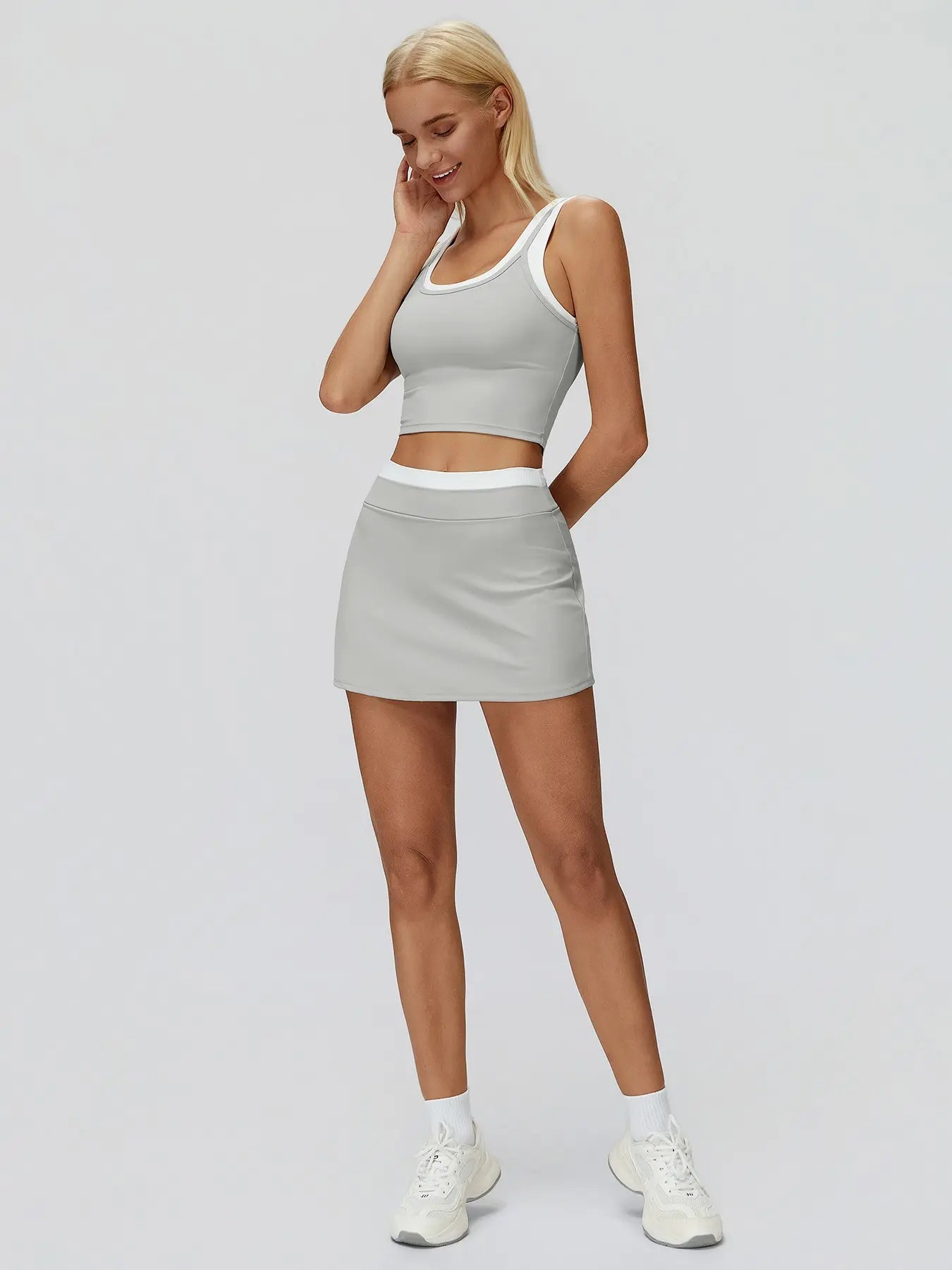Women's Two-Piece Colorblock Yoga Set, High-Waisted Ribbed Casual Fitness Sportswear All Seasons - image 7