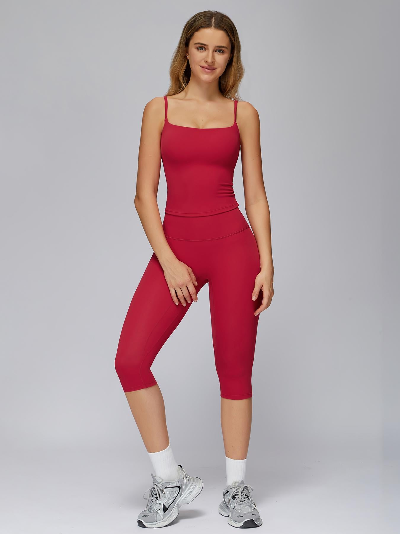 Women's Yoga Set, Tight-Fitting Mid-Thigh Pants & Casual Sports Tank Top - image 16