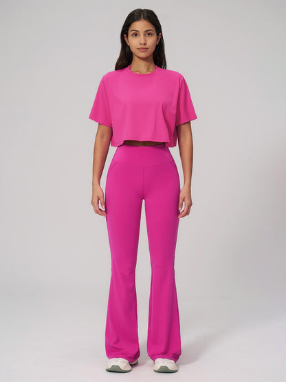 Women's Quick-Dry Yoga Set, Short Sleeve Tight-Fit Top & Long Pants - image 14