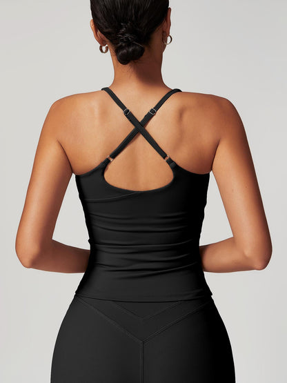 Women's Solid Color Criss Cross Back Sports Bra, Workout Bra - image 13