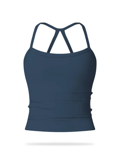 Women's Solid Backless Sports Cami Top, Quick Drying Breathable Sports Cami Top