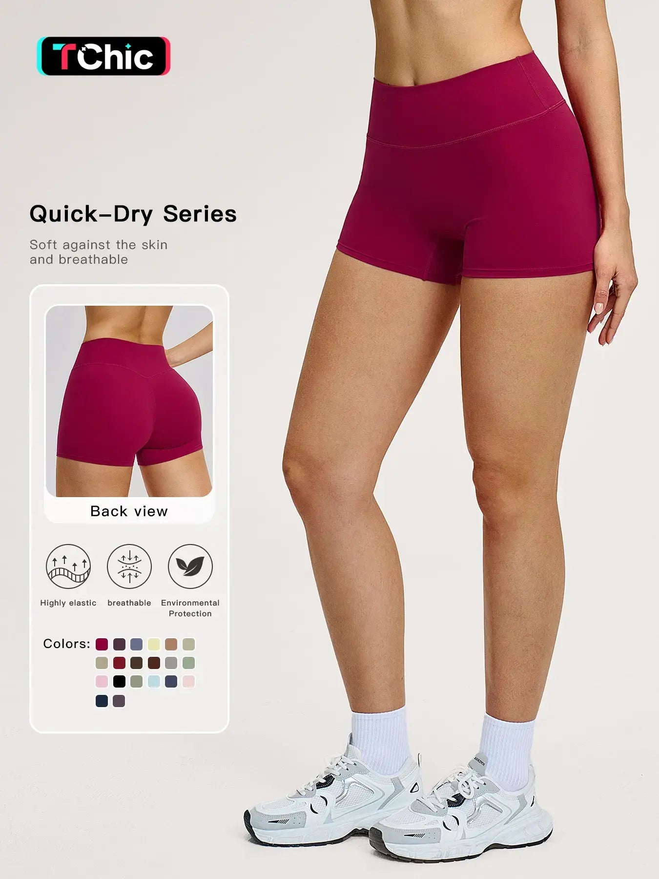 Women's High Waist Yoga Shorts, Tight-Fitting Workout Pants
