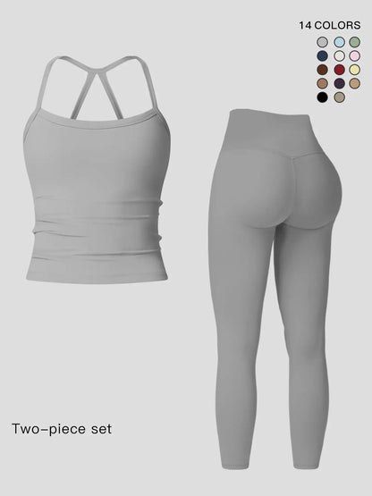 Women's Quick-Dry Yoga Vest Set, Activewear Workout Set