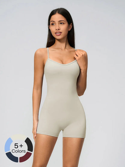 Cross Back Yoga, Tight Fit High Waist One-Piece Gym Shorts - image 5
