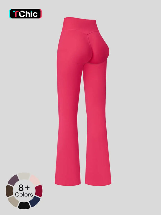High Waist Yoga Pants, Fitted Wide Leg Bell Bottoms