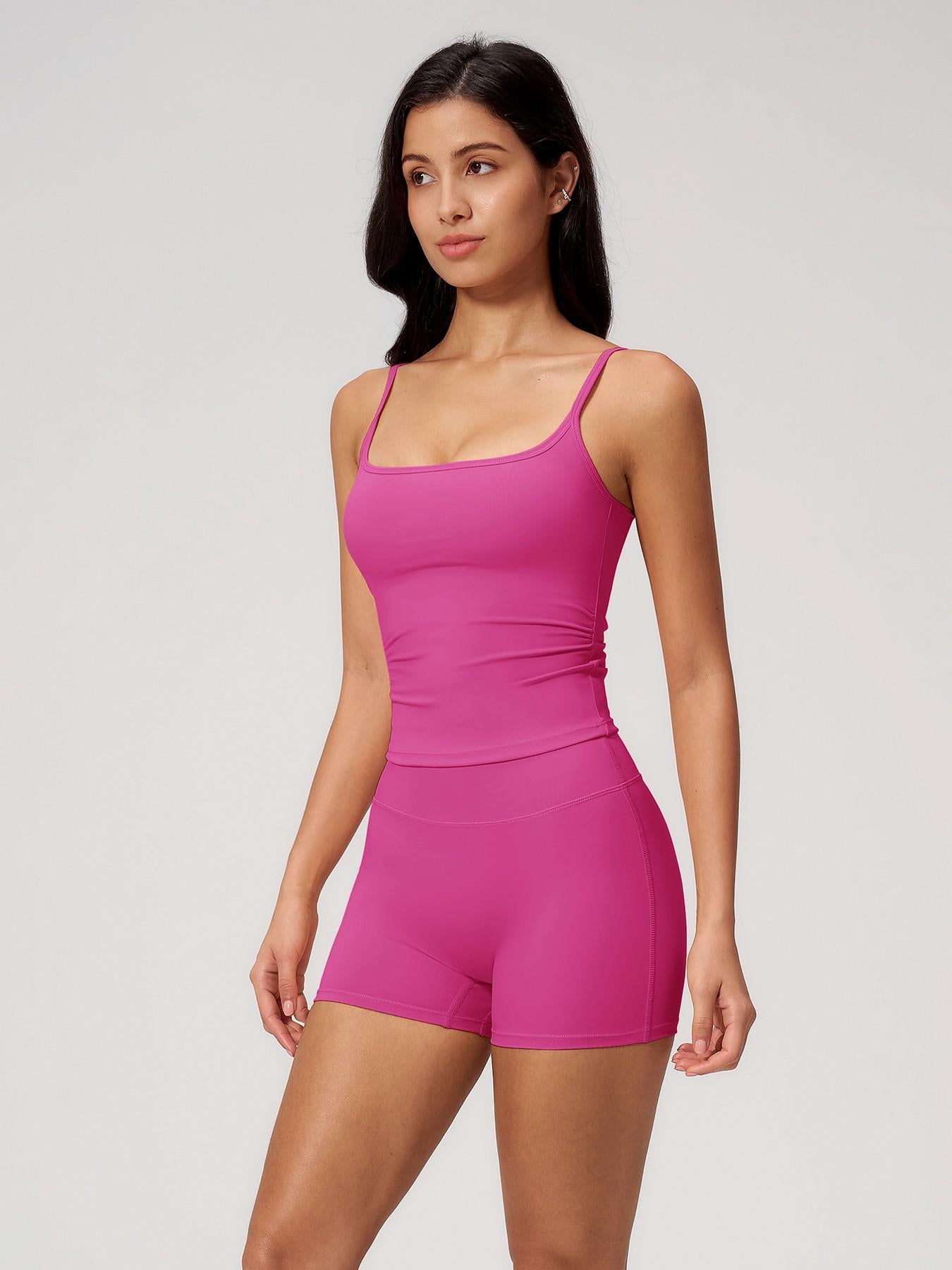 Women's Yoga Tank Top Set, Fitted Shorts for Outdoor Activities - image 16