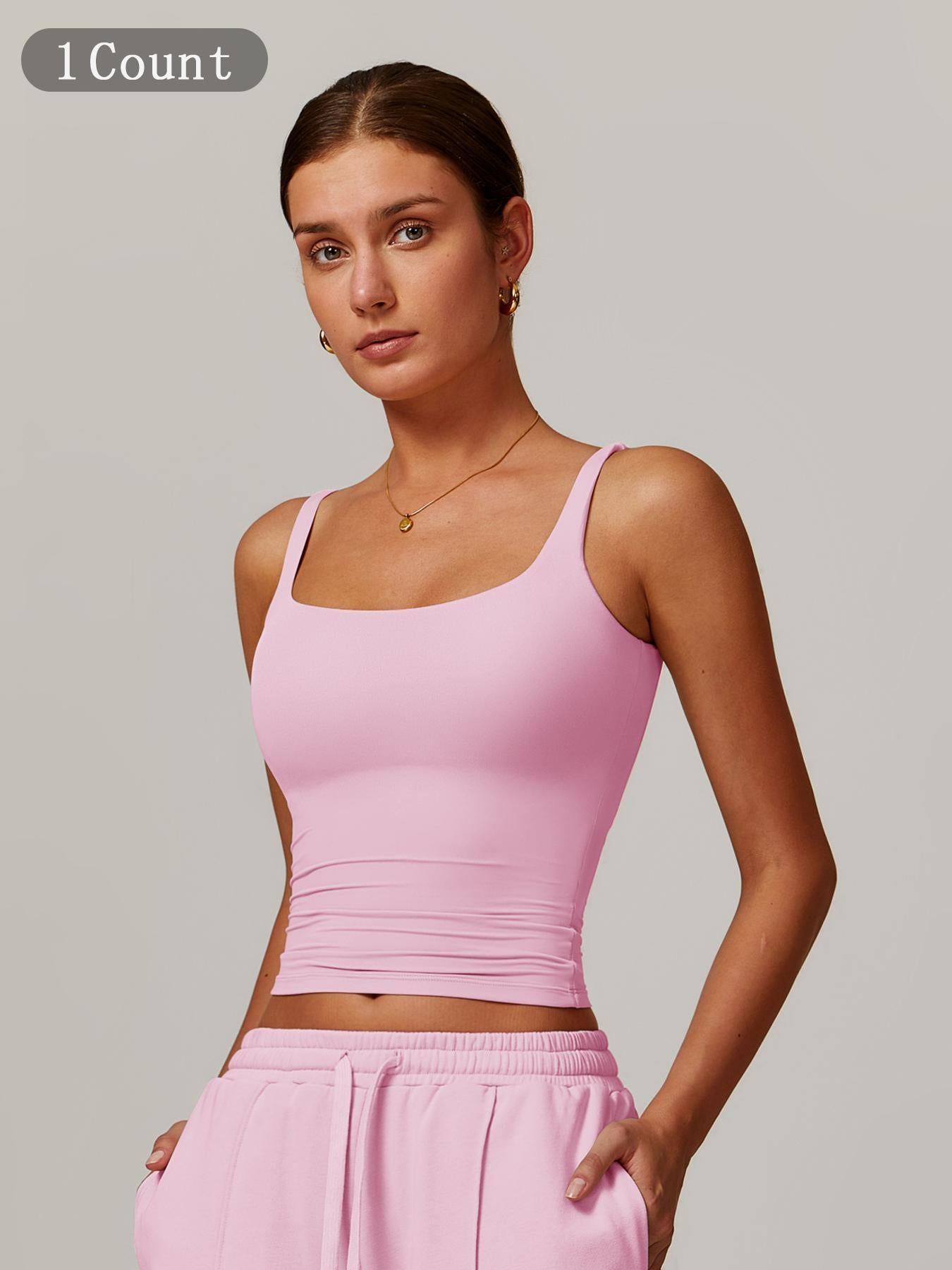 Women's Solid Color Sports Singlet with Built-In Bra Cups, High Stretch Comfortable Breathable Quick… - image 12