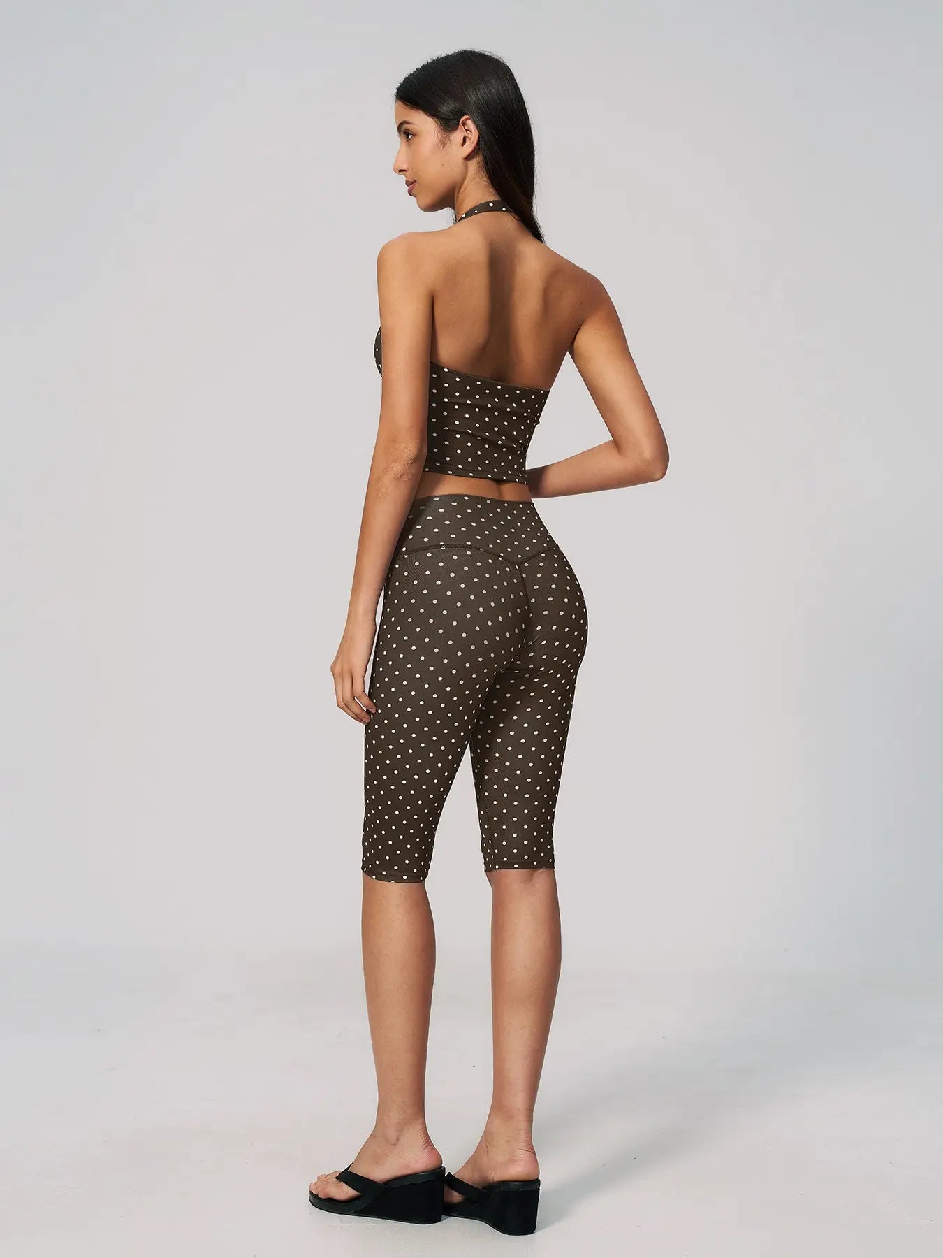 Dot Pattern Yoga Set for Women, Polyester Ammonia Print Deep V High Elastic Fitness Sports Set - image 7