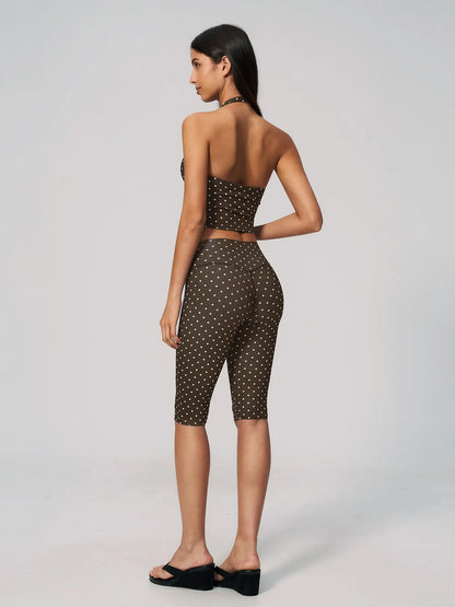 Dot Pattern Yoga Set for Women, Polyester Ammonia Print Deep V High Elastic Fitness Sports Set - image 7