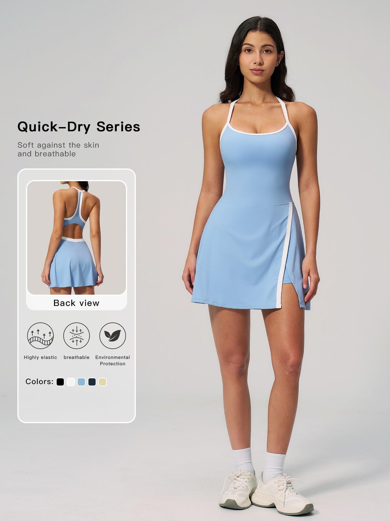 Women's Bare Feel Yoga Dress, Hollow Out Breathable Slim Fit Workout Apparel - image 11