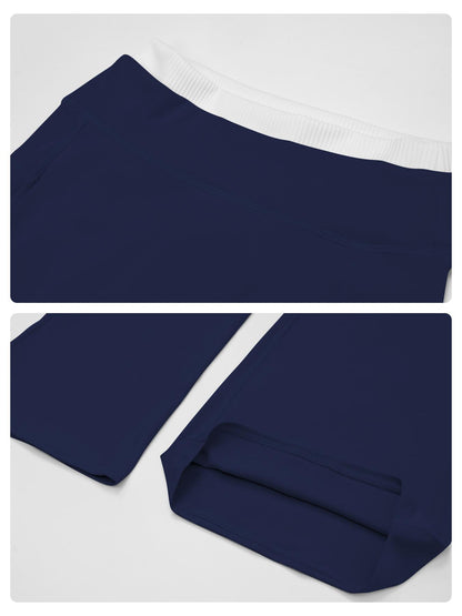 Women's Two-Piece Colorblock Yoga Set, High-Waisted Ribbed Casual Fitness Sportswear - image 16