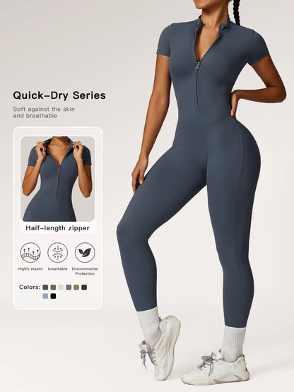 Women's Quick Dry Zipper Jumpsuit for Yoga and Gym Workout - image 5