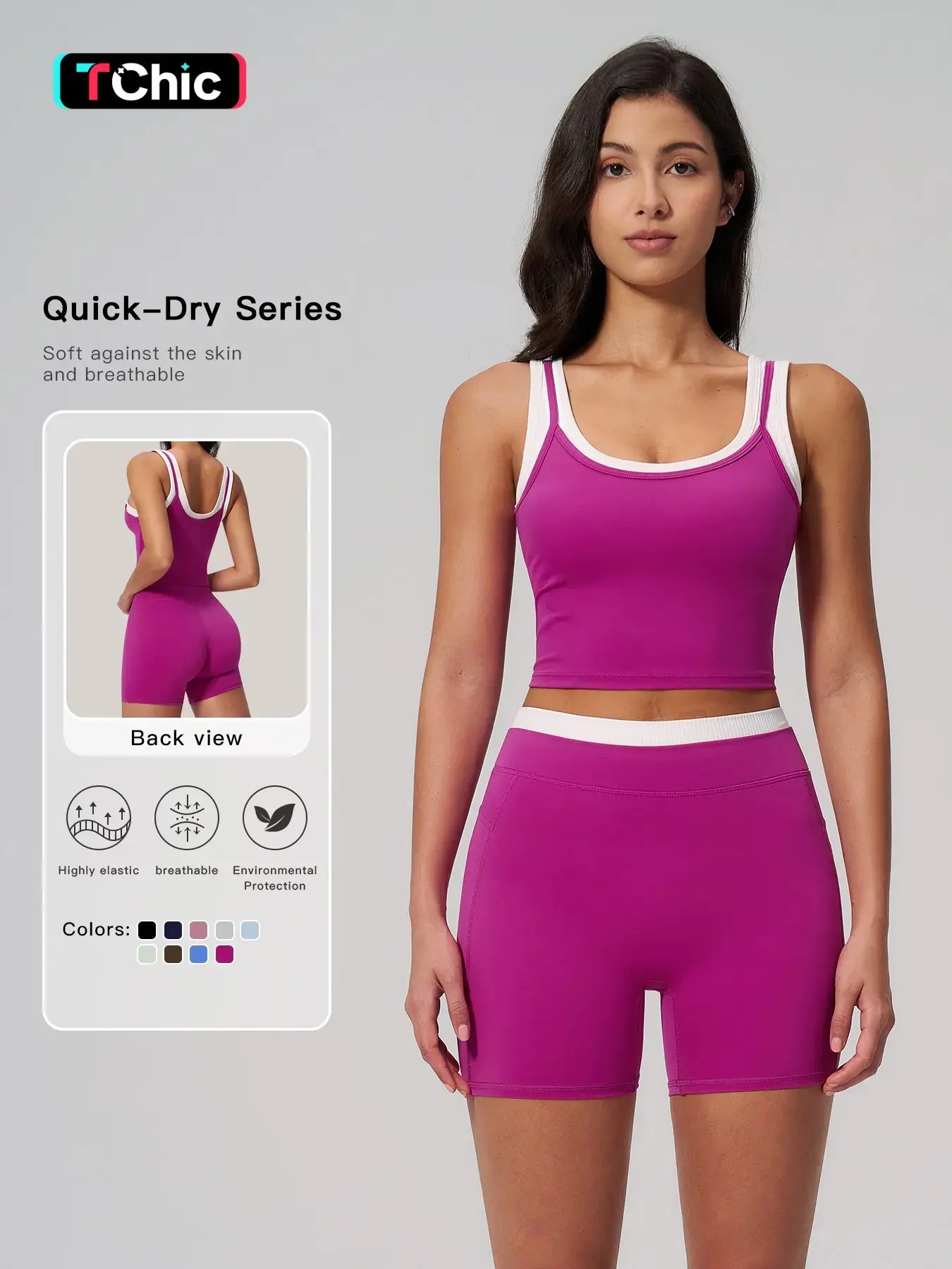 Women's Two-Piece Versatile Colorblock Yoga Set, High-Waisted Ribbed Casual Sportswear for Gym