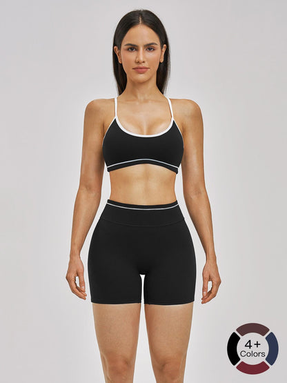 European and American Cross-Border Naked Yoga Set, Colorblock Backless Quick-Dry Fitness Set - image 19