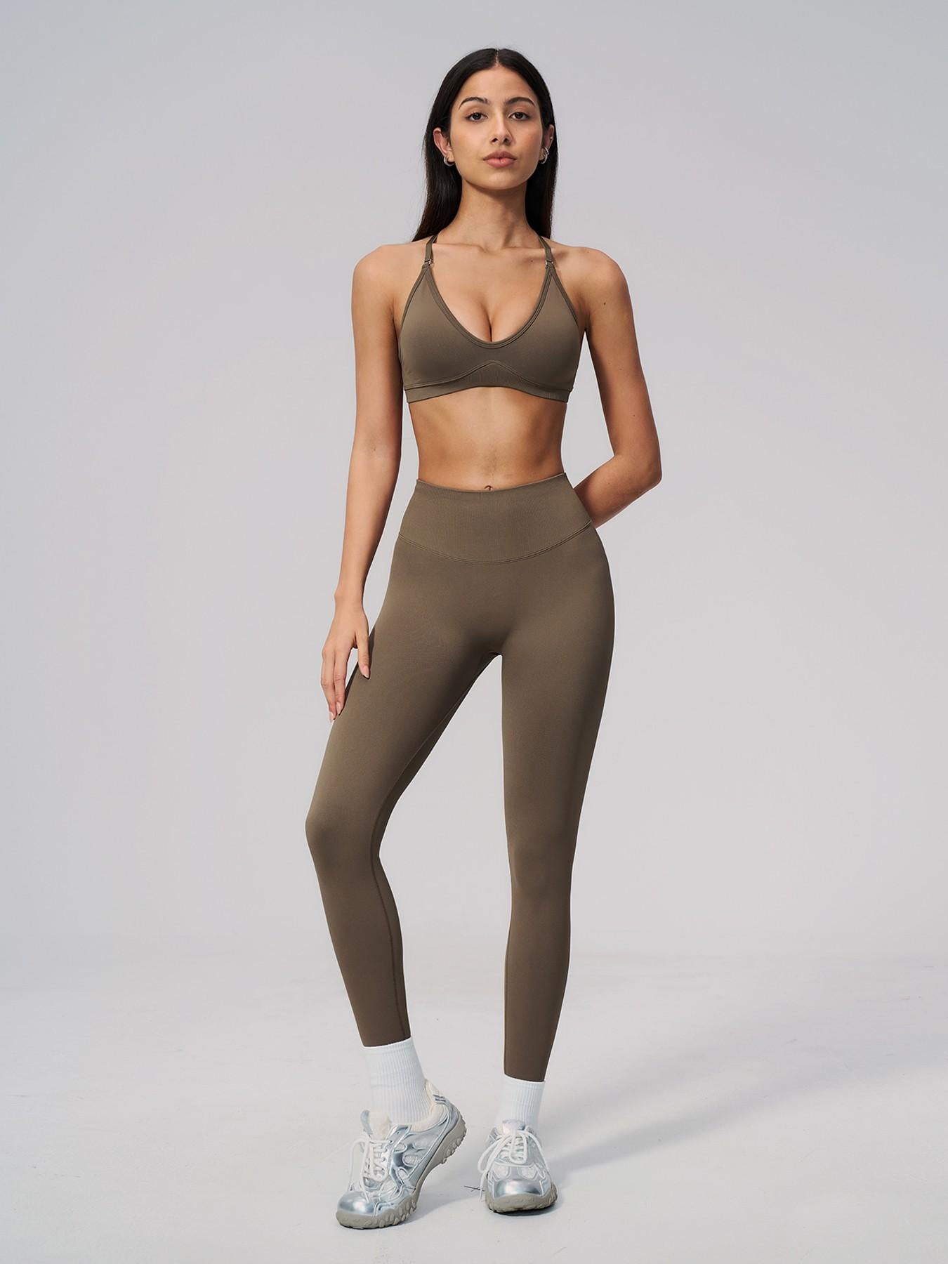 Seamless Knitted Sport Set, Cross Back Waist Trainer High-Waist Fitness Running Yoga for Women - image 15