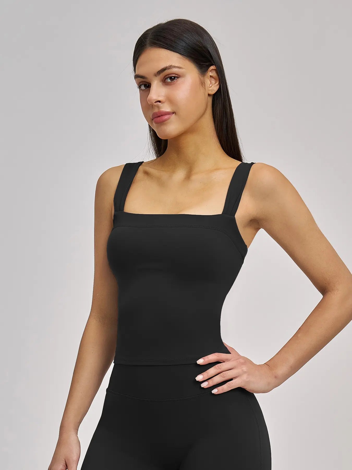 High Elasticity Square Neck Yoga Tank Top with Chest Padding, Outdoor Fitness Sports Bra for Women - image 3