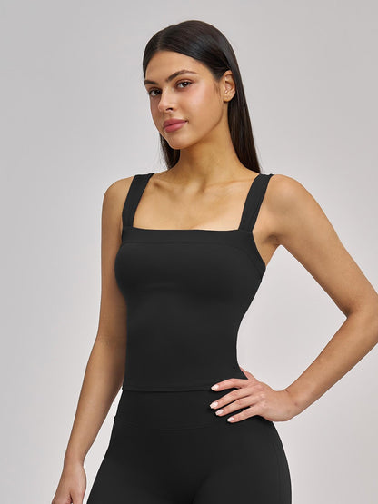 High Elasticity Square Neck Yoga Tank Top with Chest Padding, Outdoor Fitness Sports Bra for Women - image 11