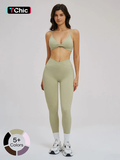 Cross-Border Yoga Set, Fleece-Lined Thin Strap Back Support Tight Fit