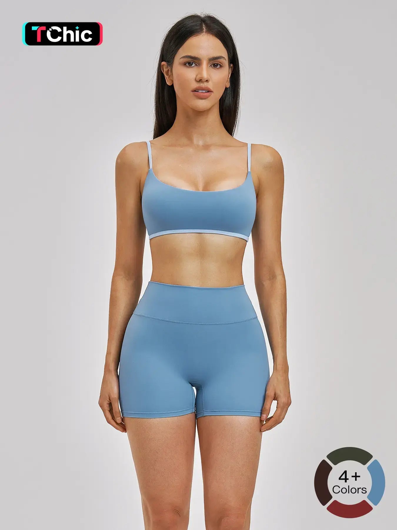 Women's Fashionable Bare-Look Sports Set, Sexy Back Thin Straps