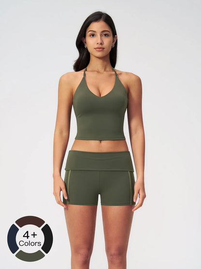 High-Waisted Yoga Set, Halter Neck Backless Tight Fit - image 3