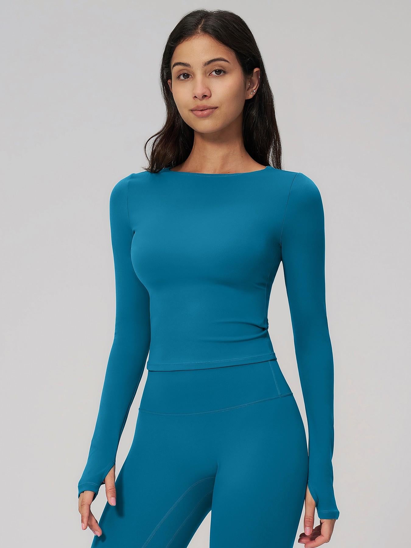 Cross-Border Summer Creamy Fleece Yoga Top Long Sleeve, Outdoor Sports Running Fitness - image 14