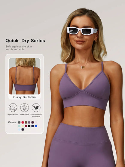 Seamless Yoga Bra with Shoulder Straps, Quick-Dry Sports Top - image 3