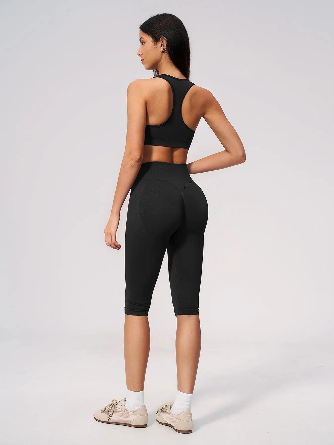 Seamless Yoga Workout Set, V-Neck Tight Fit Quick-Dry Moisture-Wicking High Waist Butt Lifting Sports… - image 6