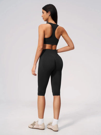 Seamless Yoga Workout Set, V-Neck Tight Fit Quick-Dry Moisture-Wicking High Waist Butt Lifting Sports… - image 6