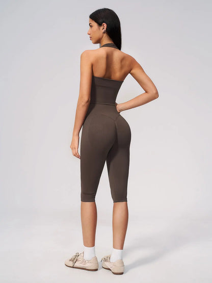 Yoga Set Seamless Ribbed Tight Shockproof High Elasticity Butt Lifter Tummy Control Running Training… - image 8