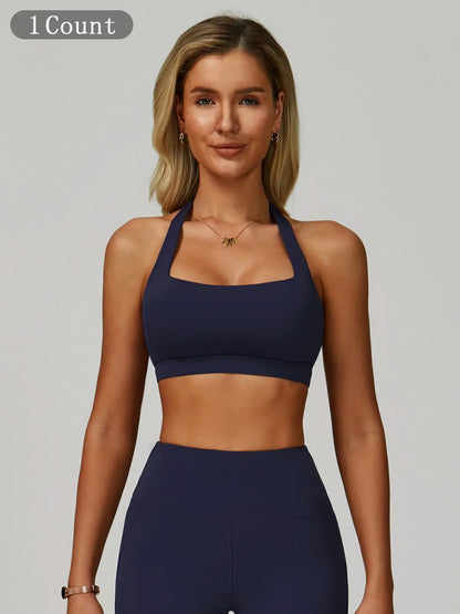 Summer Halter Cloudy Yoga Bra, Hollow Back Yoga Top