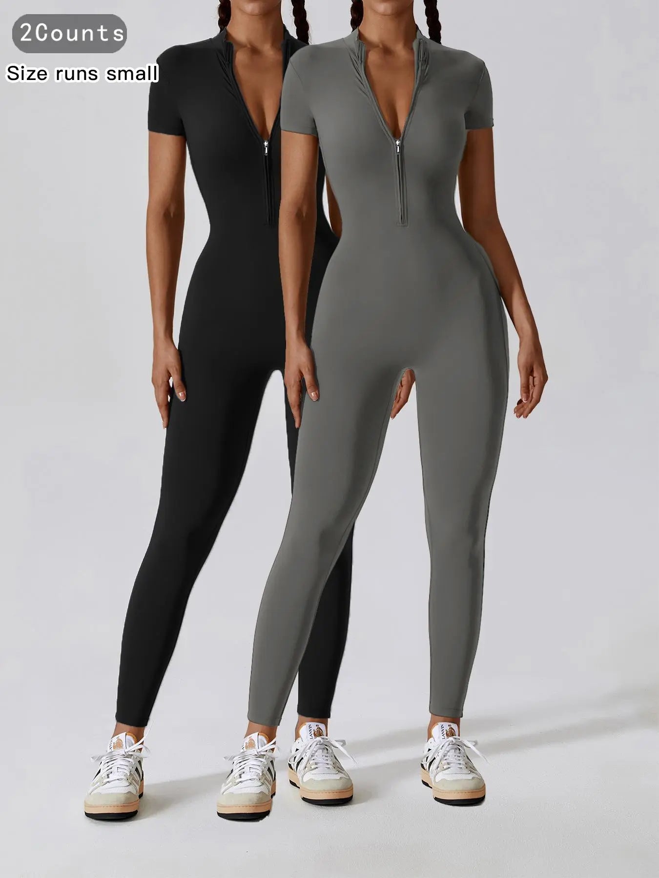 Women's Quick Dry Zipper Jumpsuit for Yoga and Gym Workout