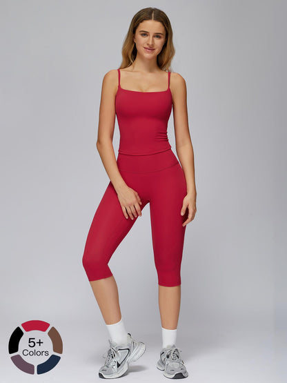 Women's Yoga Set, Tight-Fitting Mid-Thigh Pants & Casual Sports Tank Top - image 11