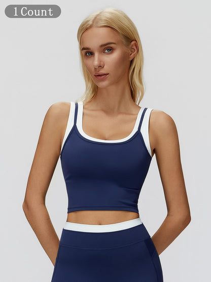 Cross-Border Two-Piece Separated Vest Colorblock Nude Feel Fashion Casual Top Running Sporty Bra,… - image 17